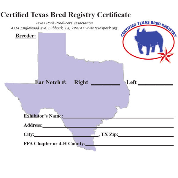 CTBR State Fair of Texas Certificate