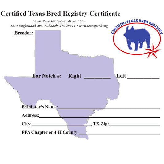 CTBR State Fair of Texas Certificate